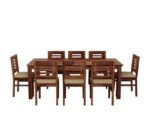 Rask Wood Solid Wood 8 Seater Dining Table Set with 8 Cushioned Chair for Living Room - Image 4