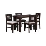 Rask Wood Wooden Dining Table 4 Seater Dining Table Set with 4 Cushion Chairs - Image 2