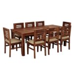 Rask Wood Solid Wood 8 Seater Dining Table Set with 8 Cushioned Chair for Living Room - Image 2