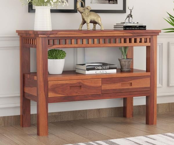 51nypy0MfmL Solid Wood Console Table with Upper Self and 2 Drawer Storage - Image 1