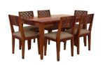 Rask Wood Wooden 6 Seater Dining Table Set with 6 Chair for Dining Room Home - Image 2