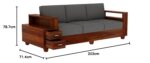 Solid Wood Sofa Set 3 Seater with 2 Shelf Drawers - Image 4