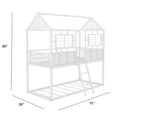Rask Wood Twin Over Twin Metal Low Bunk Beds with Charming Roof and Fence - Image 2