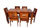 Rask Wood Solid Wood 6 Seater Dining Table with 6 Chair for Living Room - Image 2