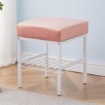 Side Table with Metal Leg Vanity Stool for Bathroom Living Room