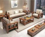 Solid Wood 5 Seater Sofa Set for Living Room