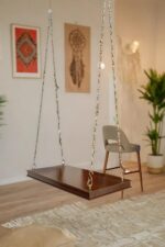 Wooden Indoor Hanging Swing for Living Room Patio Jhula