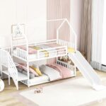 Rask Wood Twin Over Twin Metal Bunk Bed with Slide - Image 4