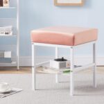 Side Table with Metal Leg Vanity Stool for Bathroom Living Room - Image 6