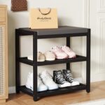 2-Tier Shoe Rack Bench with Padded Seat – Modern Entryway Shoe Storage Organizer with Metal Frame