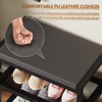 2-Tier Shoe Rack Bench with Padded Seat – Modern Entryway Shoe Storage Organizer with Metal Frame - Image 5