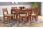 Rask Wood Wooden 6 Seater Dining Table Set with 6 Chair for Dining Room Home