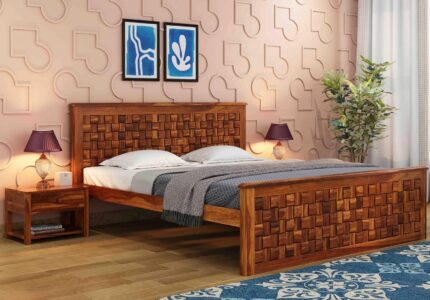 Rask Wood Wooden King Size Bed with Storage for Bedroom