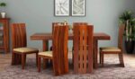 Rask Wood Solid Wood 6 Seater Dining Table with 6 Chairs for Dining Room - Image 2