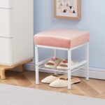 Side Table with Metal Leg Vanity Stool for Bathroom Living Room - Image 3