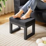 Black Footstool with Metal Frame | - Image 3