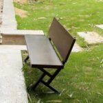 Modern Wooden Outdoor Bench with Backrest - Image 3