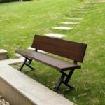Modern Wooden Outdoor Bench with Backrest - Image 4