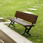 Modern Wooden Outdoor Bench with Backrest