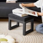 Black Footstool with Metal Frame | - Image 5