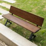 Modern Wooden Outdoor Bench with Backrest - Image 5